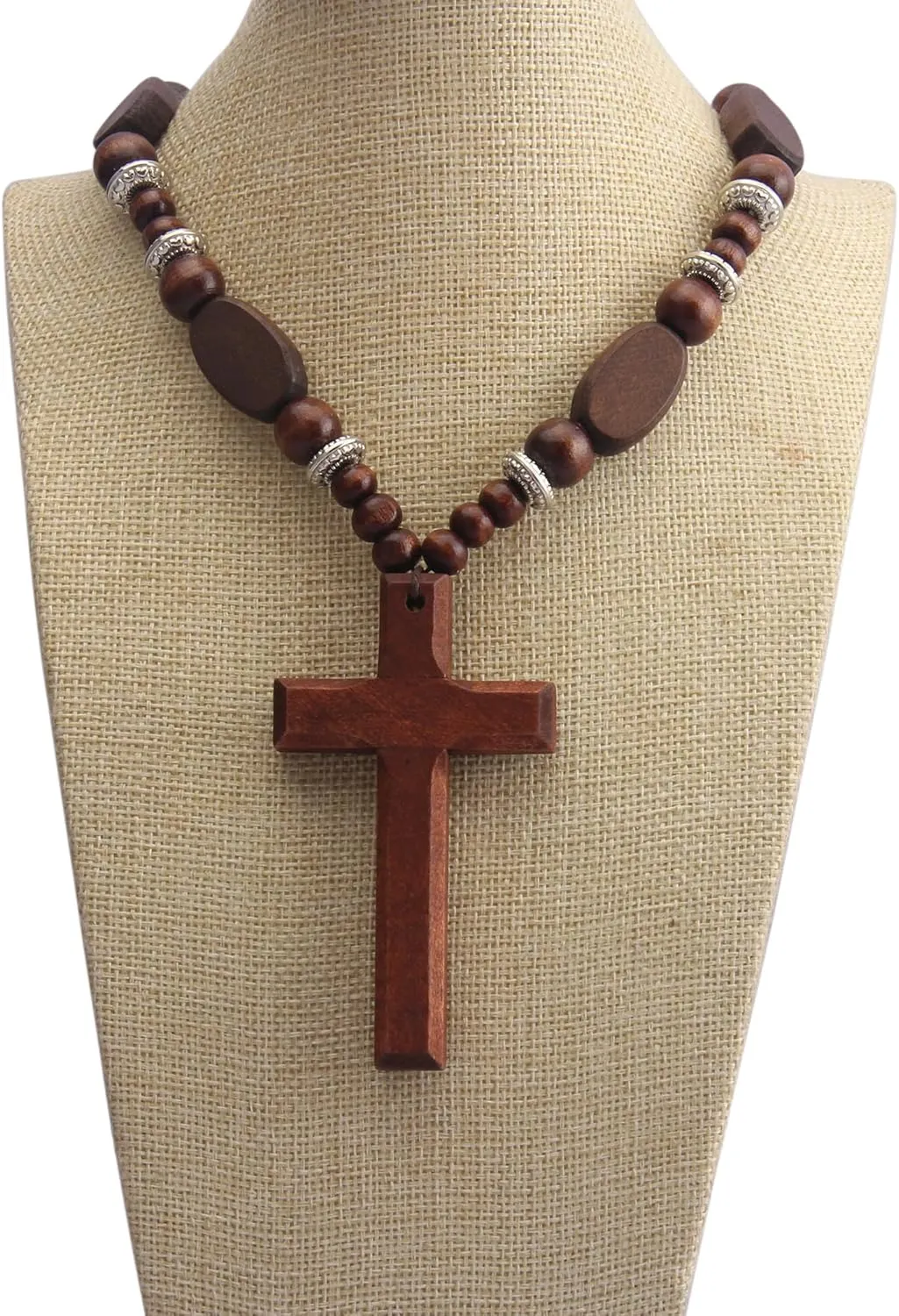 Boho Necklaces for Women Long Wooden Pendant Vintage Necklace Sweater Chain Necklace Handmade Jewelry