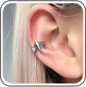 Boho North Star Ear Cuff Earrings Silver Small Star Earrings CZ Star Cuff Wrap Earrings Star Cartilage Cuff Earrings Non Pierced Cartilage Earrings Jewelry for Women