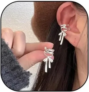 Bow Ear Cuff Dangle Earrings For Women Bowknot Ribbon Drop Earrings Cuff Earrings Ear Cuffs Jewelry Bow Cartilage Clip On Wrap Earrings Gifts