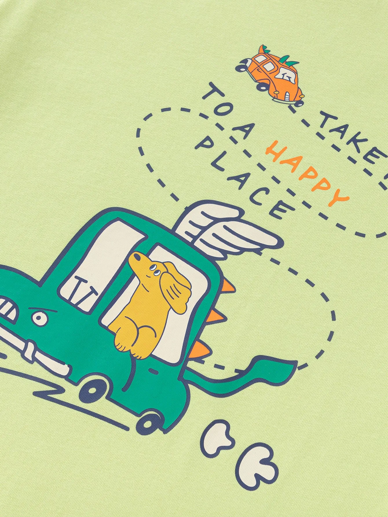 Boy Trend Scenarios Cartoon car Olivine Long Sleeve T-Shirt