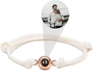 Bracelet with Picture Inside,Custom Bracelets with Picture Inside, Customized Projection Bracelets with Photos, Picture Bracelet Personalized Photo (White,1pcs)