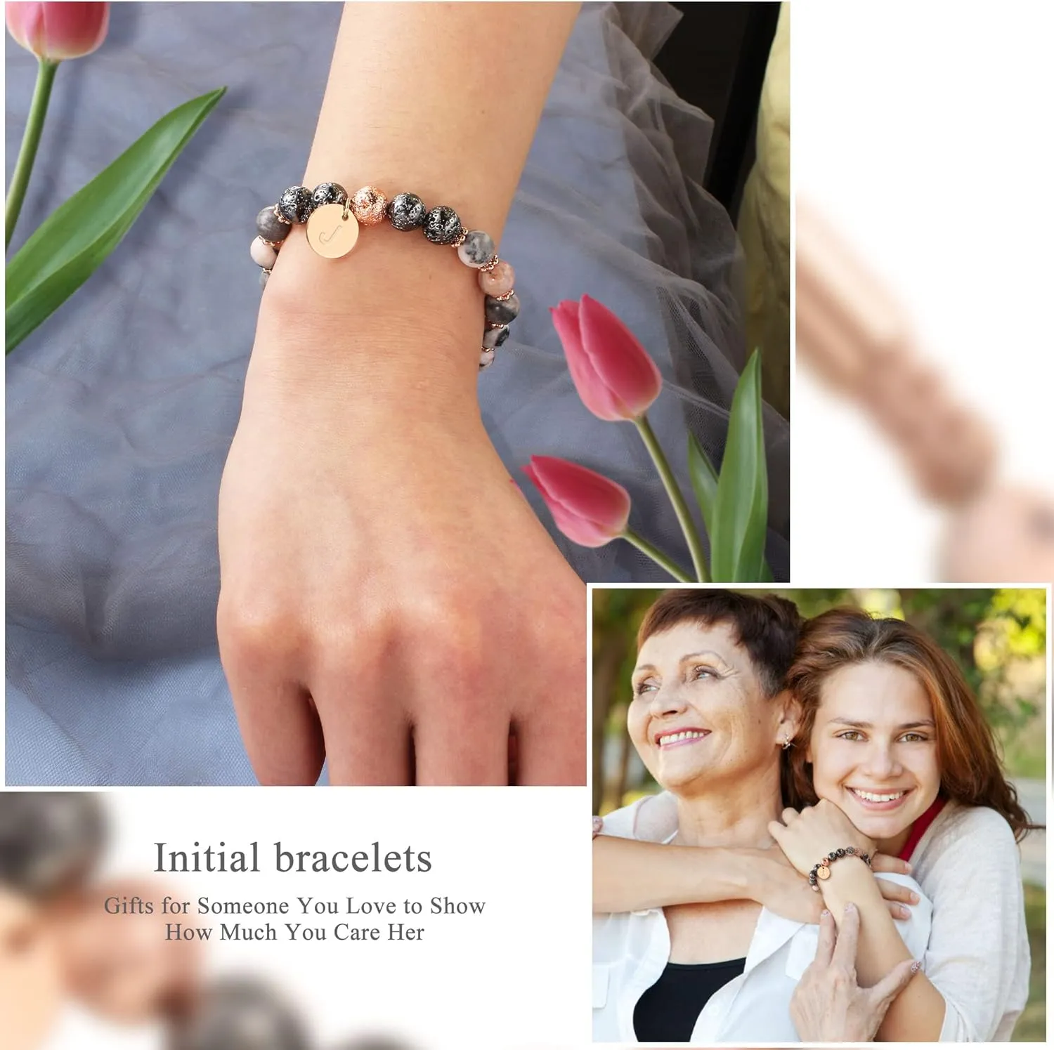 Btysun Initial Bracelets for Women Teen Girls Best Friend Graduation Birthday Gifts for Her Letter A-Z Beaded Bracelet Valentines Day Gifts for Wife Girlfriend Sister Daughter Mother's Day Mom Female Christmas Jewelry