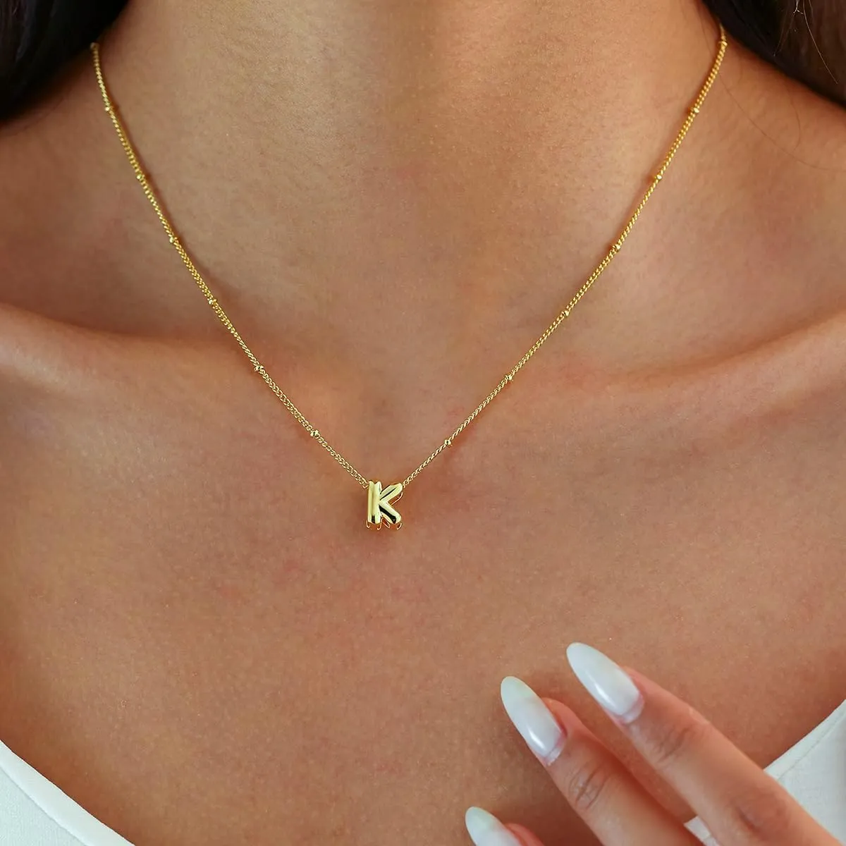 Bubble Letter Necklace Gold, Dainty Initial Necklaces for Women 14K Gold Plated Small A to Z Name Necklace Personalized Simple Initial Pendant Cute Choker Necklaces for Women Trendy Jewelry