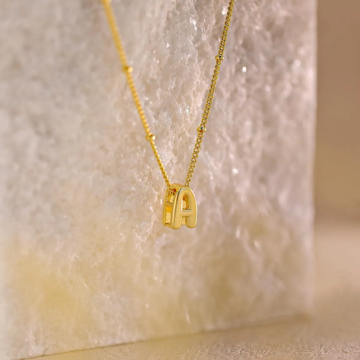 Bubble Letter Necklace Gold, Dainty Initial Necklaces for Women 14K Gold Plated Small A to Z Name Necklace Personalized Simple Initial Pendant Cute Choker Necklaces for Women Trendy Jewelry