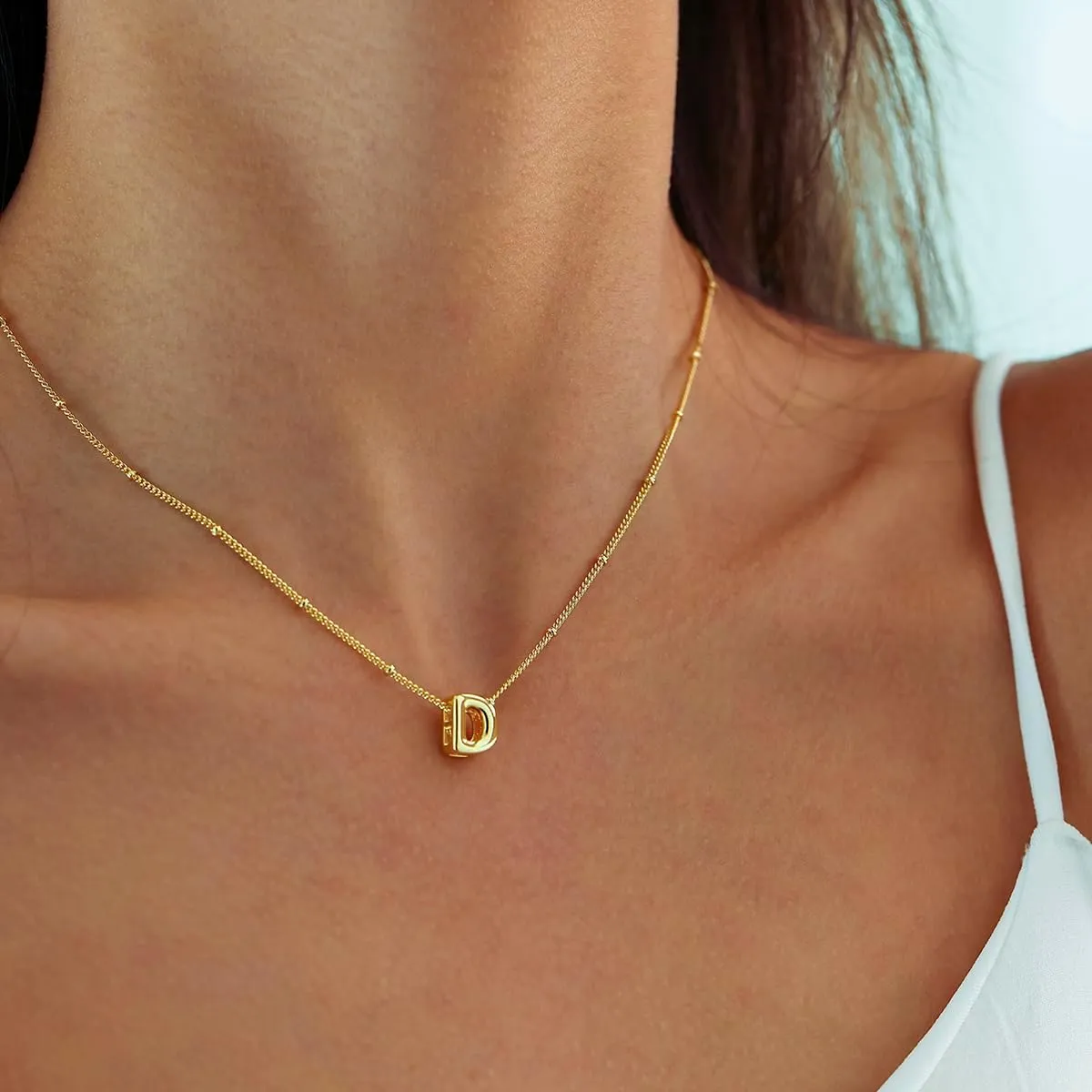 Bubble Letter Necklace Gold, Dainty Initial Necklaces for Women 14K Gold Plated Small A to Z Name Necklace Personalized Simple Initial Pendant Cute Choker Necklaces for Women Trendy Jewelry