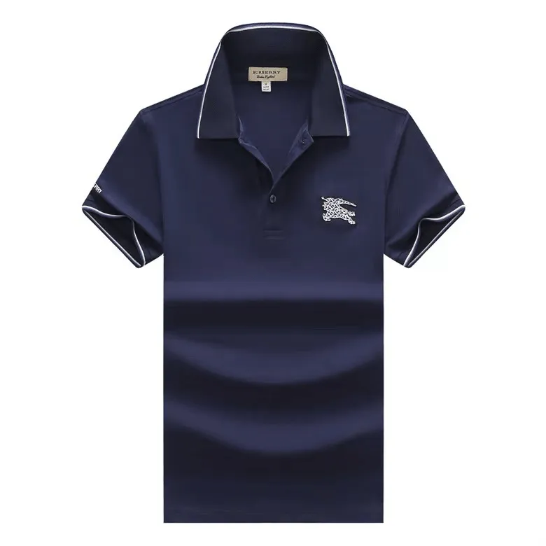 Bur Berry London England Striped Collar Polo- Navy Blue