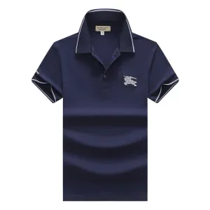 Bur Berry London England Striped Collar Polo- Navy Blue