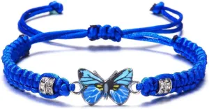Butterfly Charm Bracelet Adjustable String Butterfly Friendship Bracelets Blue Friendship Bracelet Women Blue Braided Bracelet Adjustable Size Handmade Blue Beads Bracelet Symbol of Friendship Braided Wristband