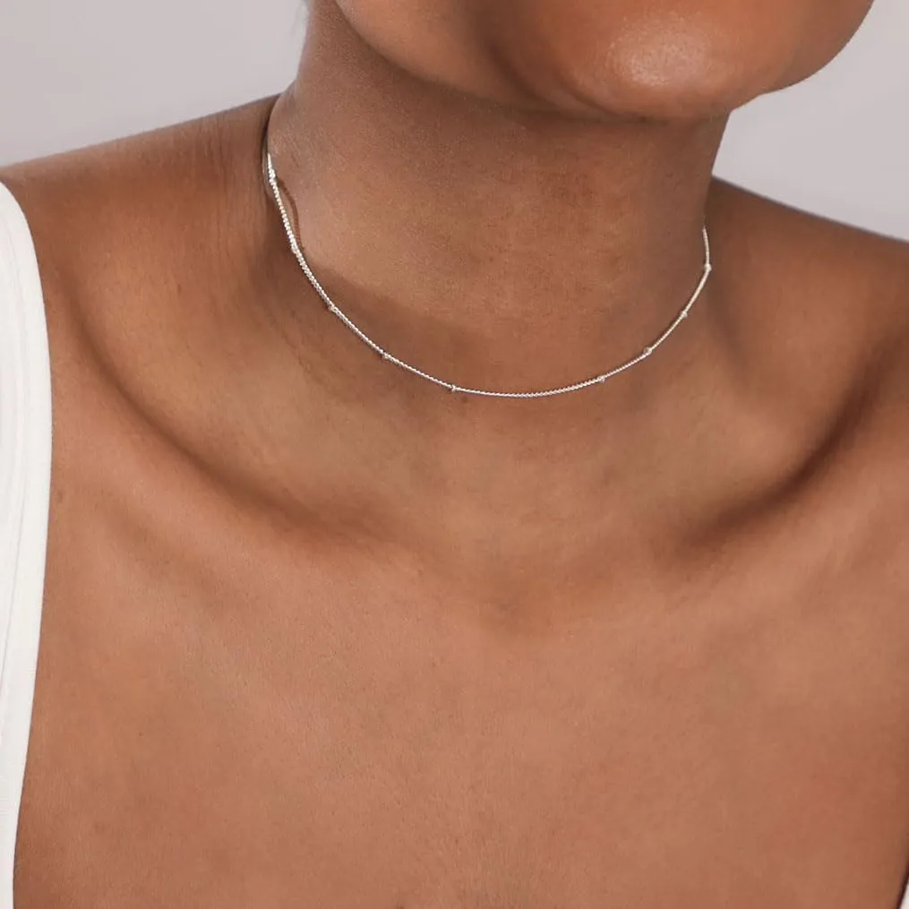 CAROVO Choker Necklace for women,Dainty Gold/Silver Necklace 14k Gold Plated Shining Dots Sequins Necklace Satellite Paperclip Box Sparkle Chain Necklaces for Women Simple Jewelry