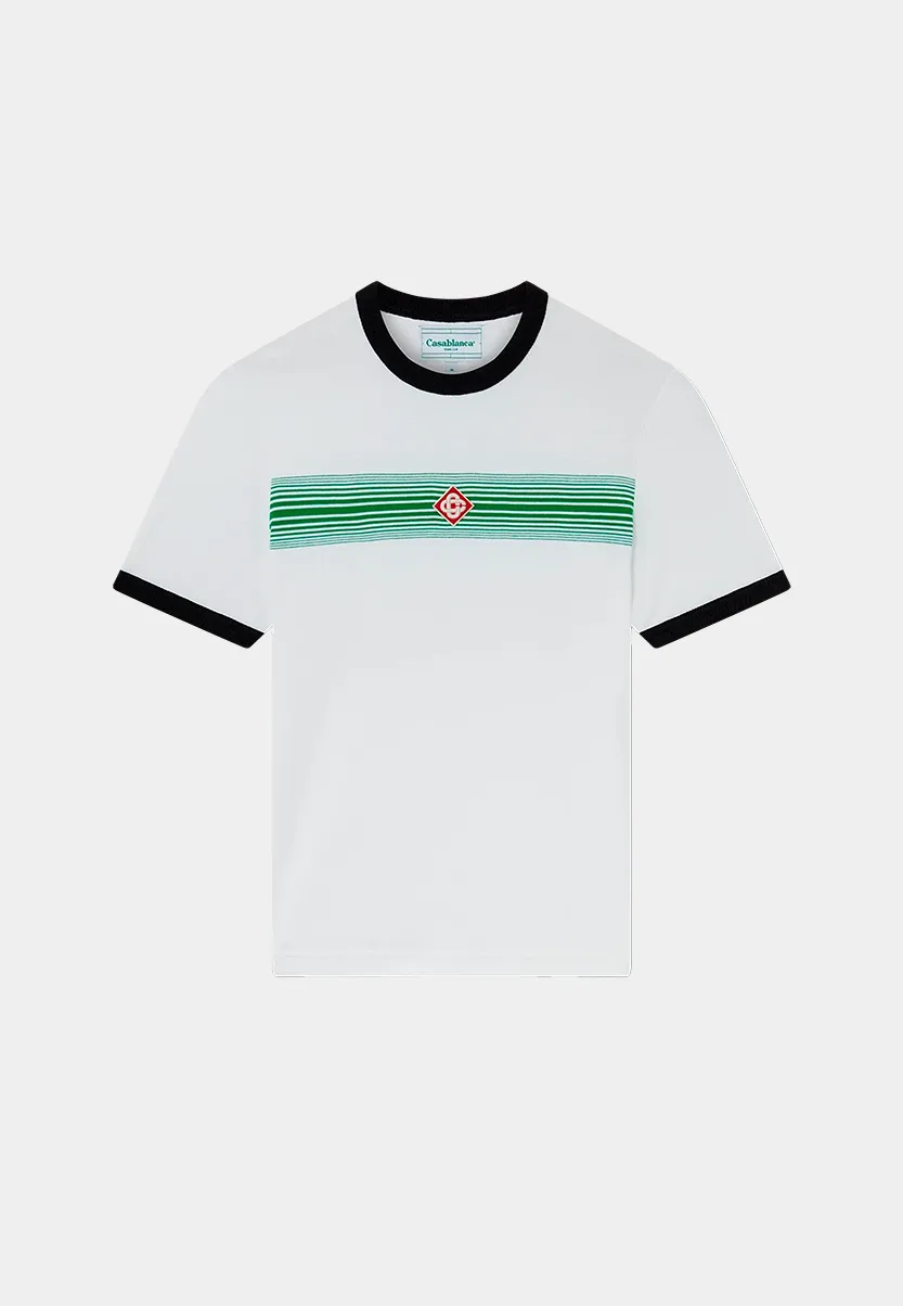 Casablanca Logo Stripe Ringer T-Shirt Green/White