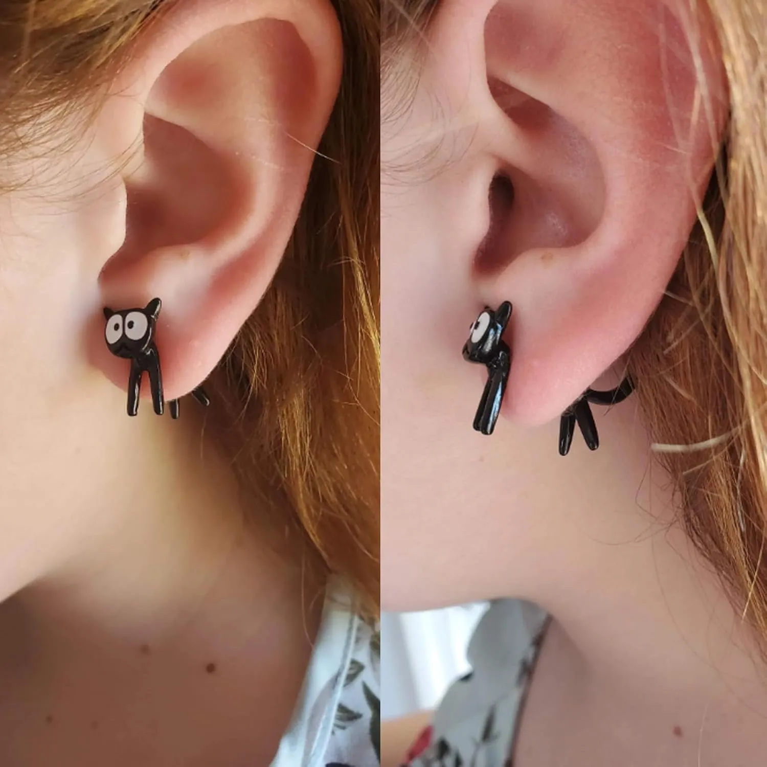 Cat Earrings Stud Cute Cat Lover Gifts for Women Silver Frog Cuff Earrings Unique Gifts Fun Animal Earrings Cat Themed Gifts Jewelry for Women