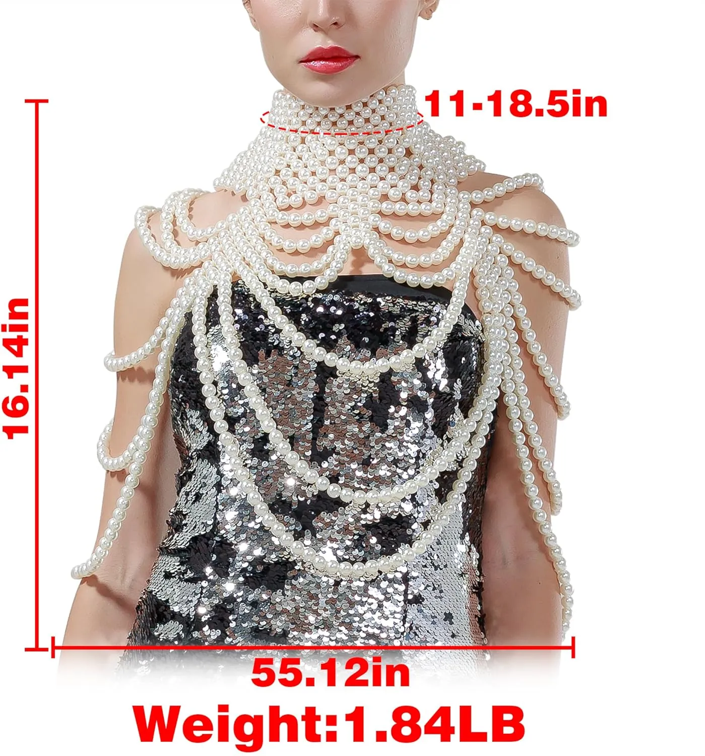 CCbodily Pearl Body Chain Bra - Fashion Shoulder Necklaces Bra Chain Body Jewelry
