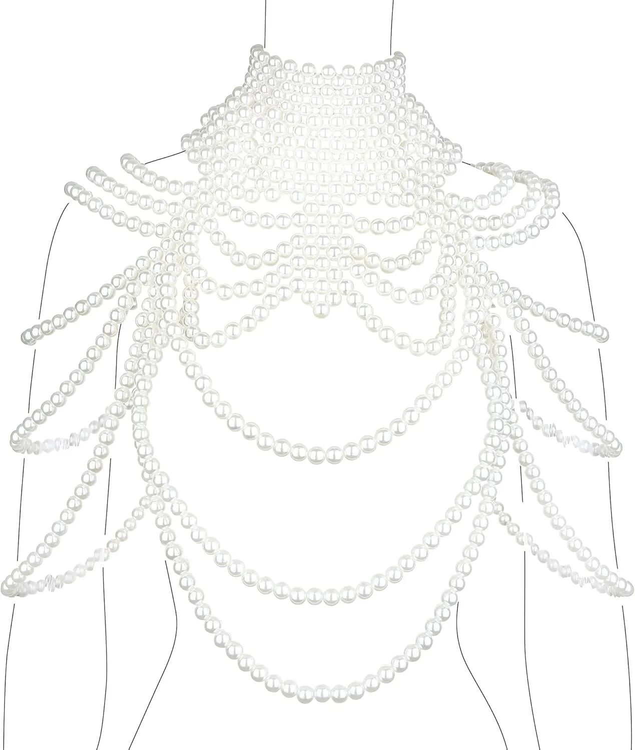 CCbodily Pearl Body Chain Bra - Fashion Shoulder Necklaces Bra Chain Body Jewelry