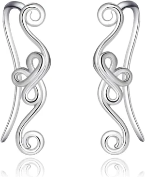 Celtic Knot Earrings Ear Climber Earrings for Women 925 Sterling Silver Ear Crawler Cuff Earrings Crawler Earrings for Women