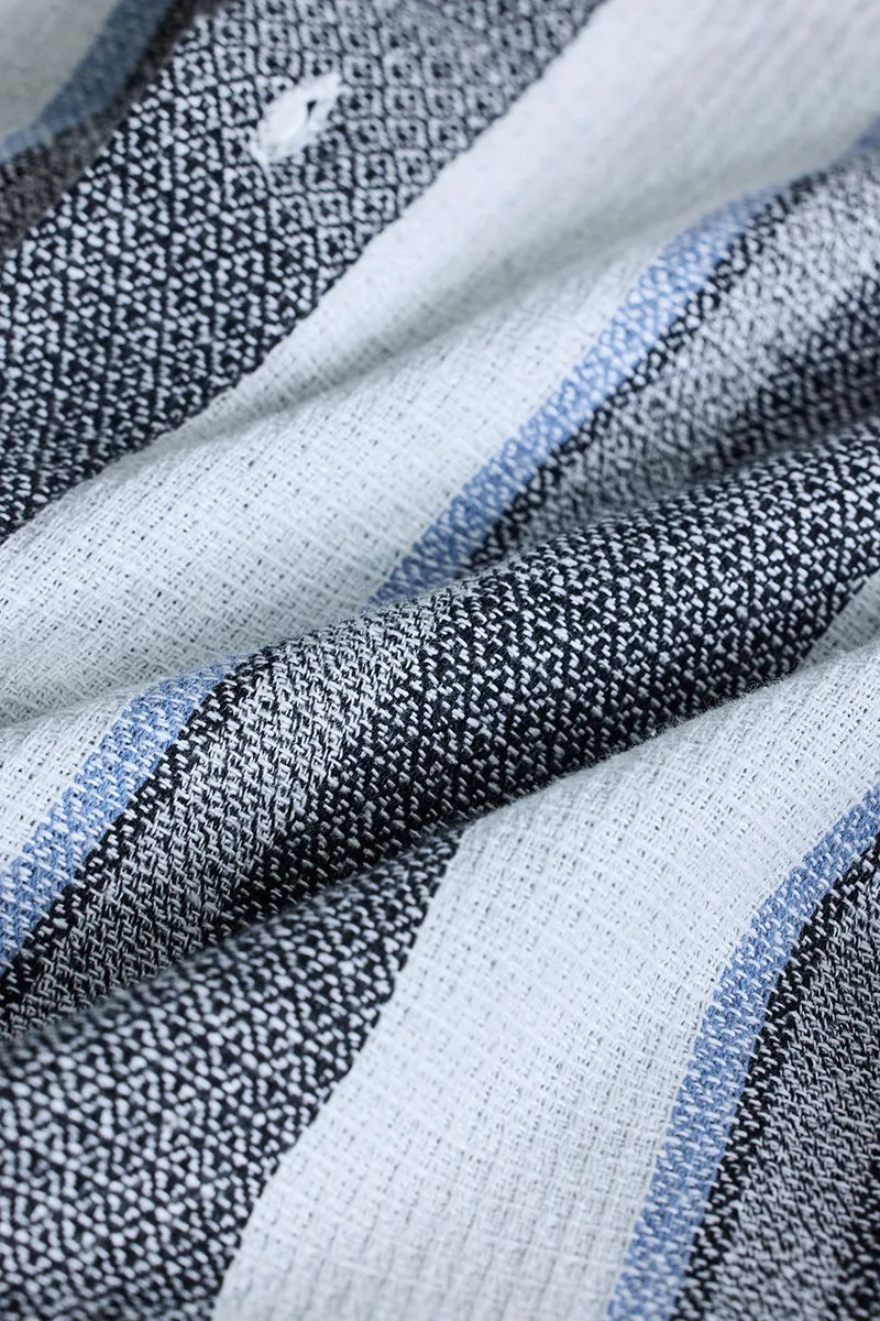 Charcoal Grey Stripes Box Fit Shirt