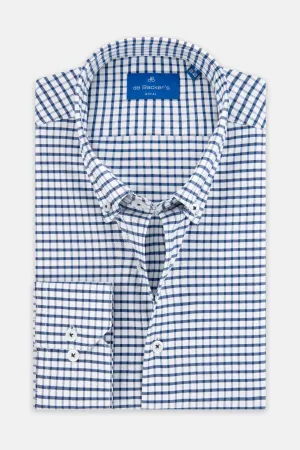 Checked White & Navy Smart Casual Shirt