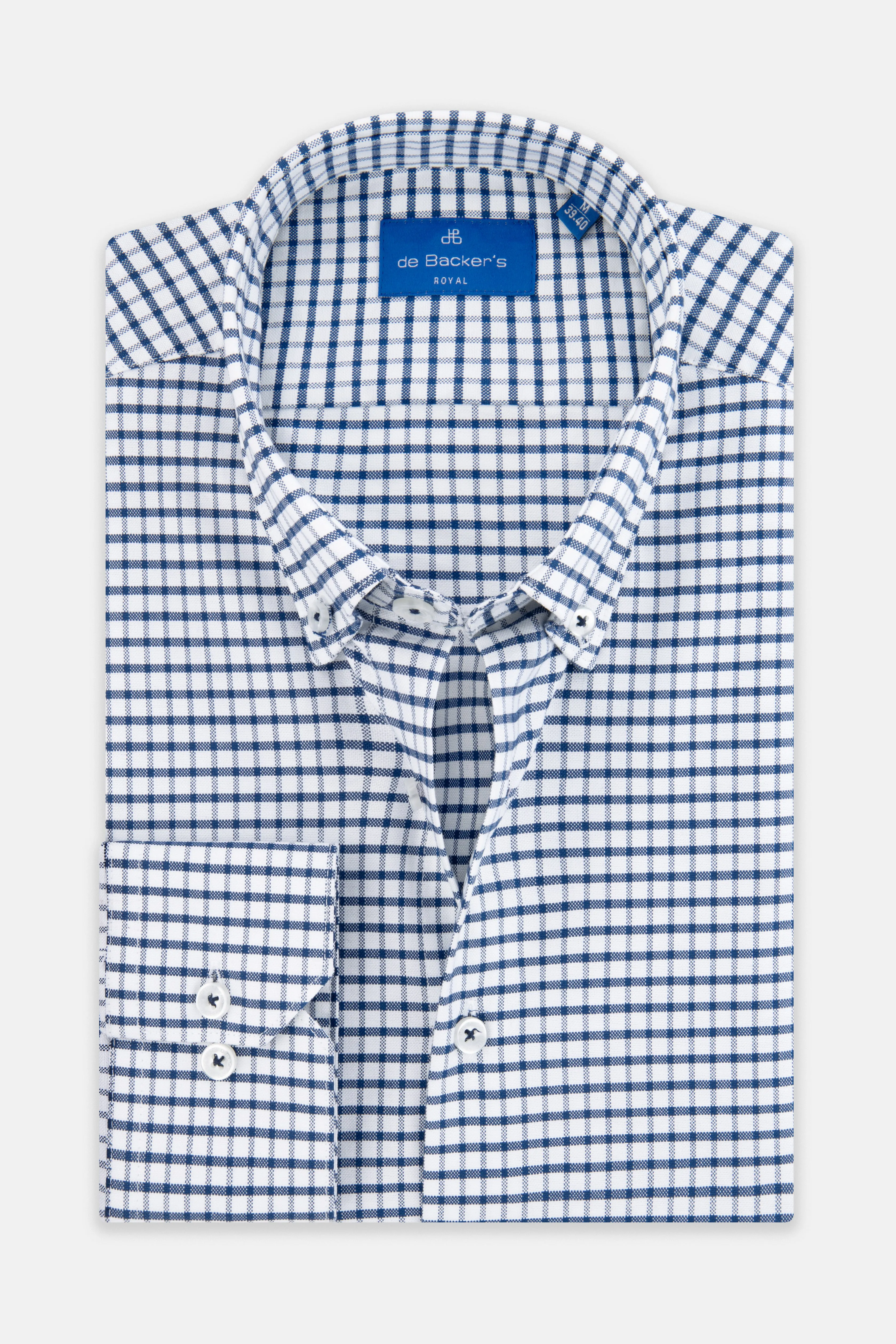 Checked White & Navy Smart Casual Shirt