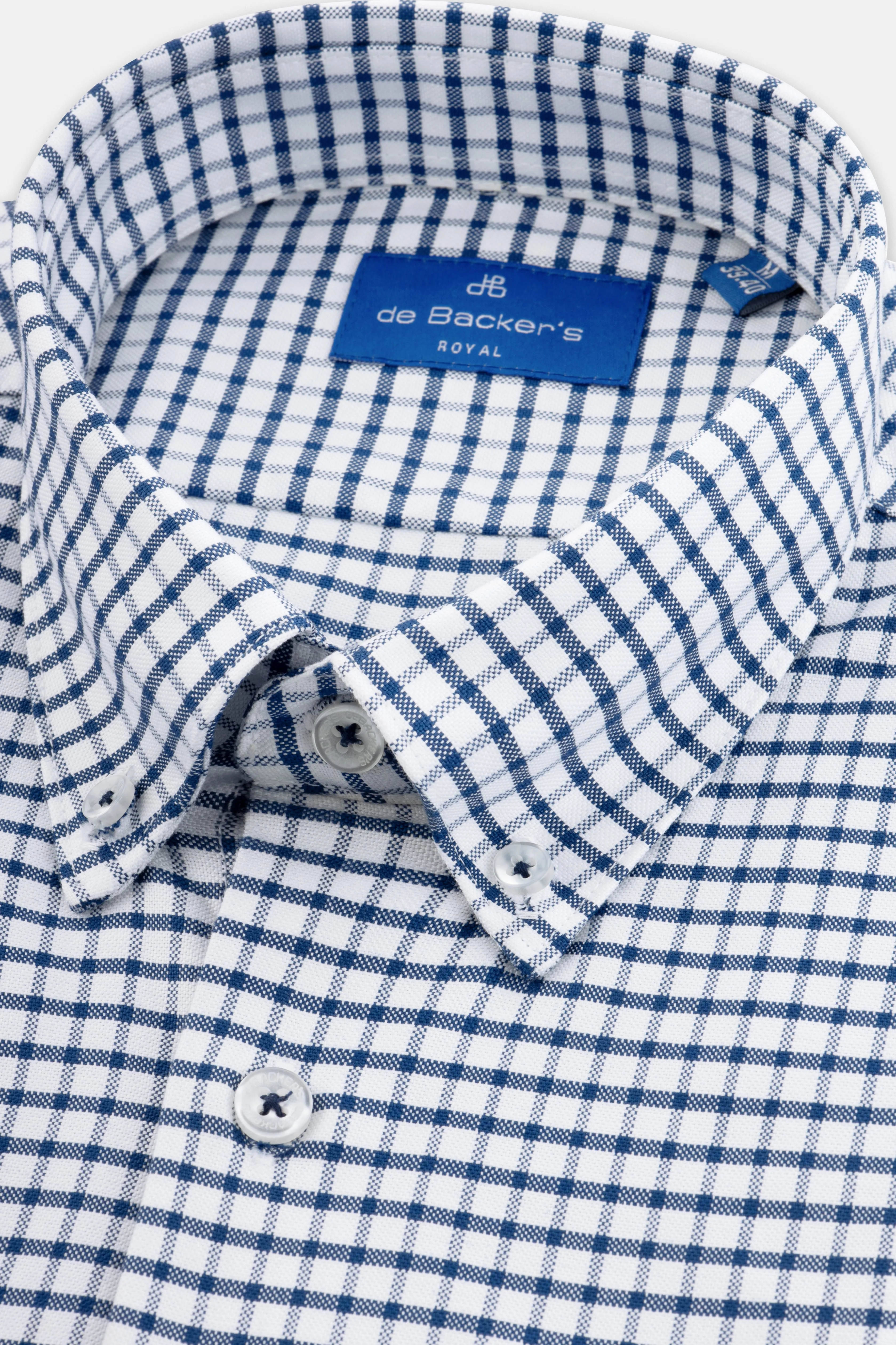 Checked White & Navy Smart Casual Shirt
