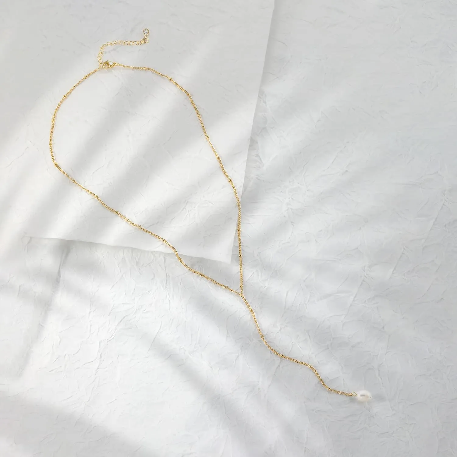 CHESKY Long Gold Necklace for Women, Layered Lariat Necklaces 14k Gold Plated/Silver Dainty Drop Necklaces for Women Trendy Simple Non Tarnish Chain Necklace Statement Y-Shaped Jewelry Gift Wedding