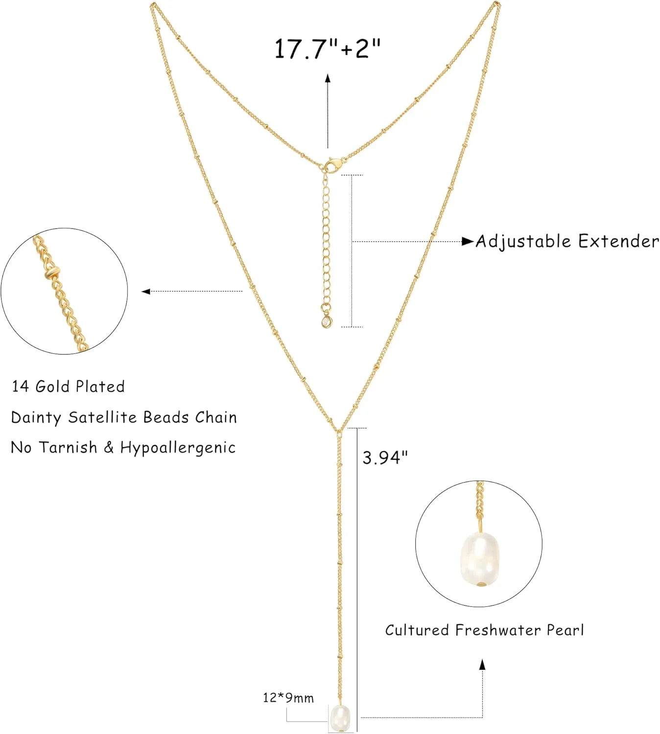 CHESKY Long Gold Necklace for Women, Layered Lariat Necklaces 14k Gold Plated/Silver Dainty Drop Necklaces for Women Trendy Simple Non Tarnish Chain Necklace Statement Y-Shaped Jewelry Gift Wedding
