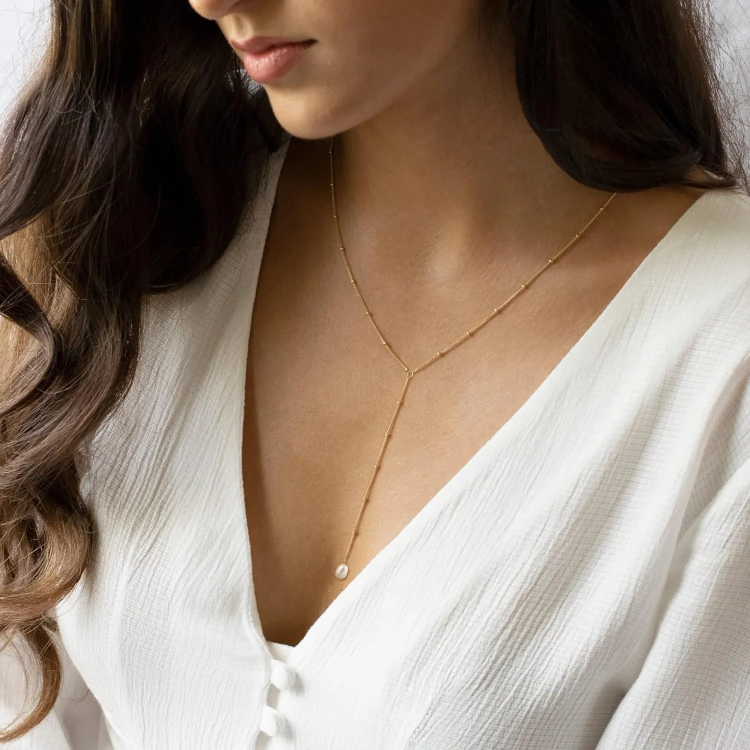 CHESKY Long Gold Necklace for Women, Layered Lariat Necklaces 14k Gold Plated/Silver Dainty Drop Necklaces for Women Trendy Simple Non Tarnish Chain Necklace Statement Y-Shaped Jewelry Gift Wedding