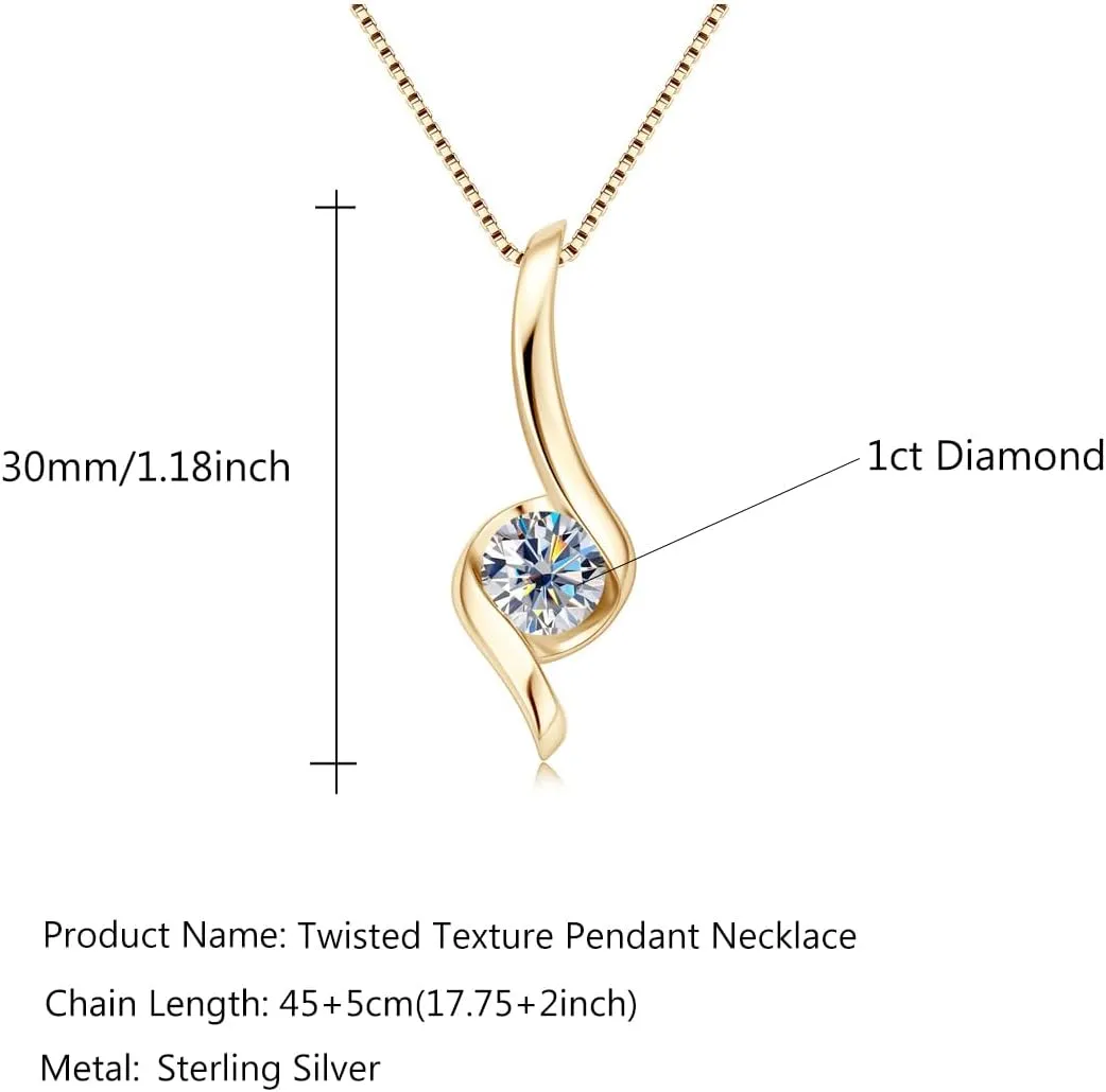 Chic 1 Carat Round Cut Diamond Necklace in 14K Gold Over Sterling Silver, Lightweight VVS1 D-Color Diamond Pendant, Luxurious Jewelry Gift for Women