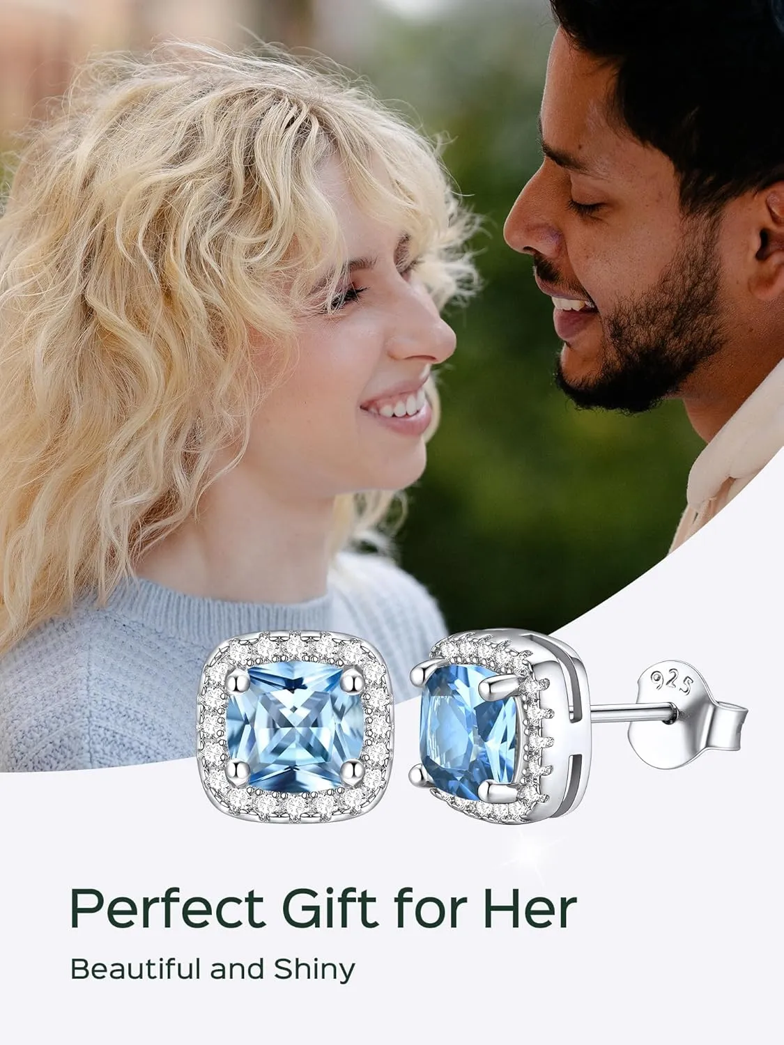 ChicSilver 12-Months Birthstone Earrings for Women Gemstone Earrings for Women 925 Sterling Silver Stud Earrings Cubic Zirconia Stud Earrings (With Gift Box)