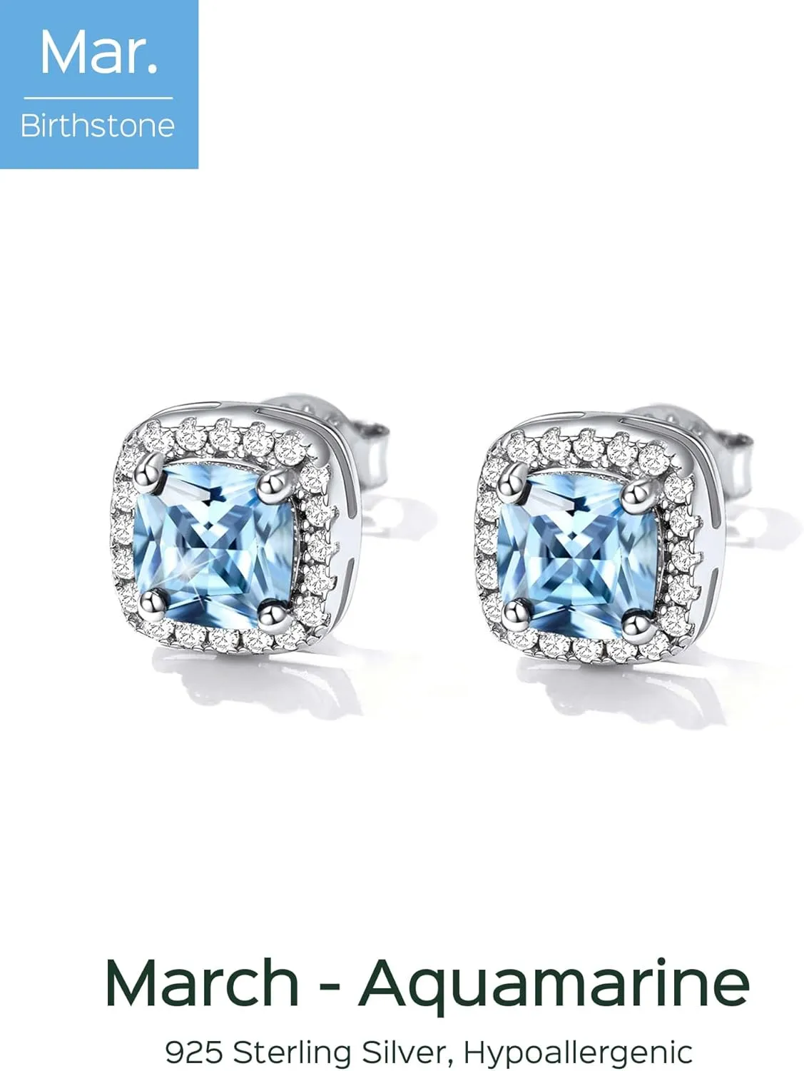 ChicSilver 12-Months Birthstone Earrings for Women Gemstone Earrings for Women 925 Sterling Silver Stud Earrings Cubic Zirconia Stud Earrings (With Gift Box)