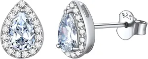 ChicSilver 925 Sterling Silver Heart/Round/Pear/Emerald Cut Birthstone Halo Stud Earrings for Women Birthday Jewelry (with Gift Box)