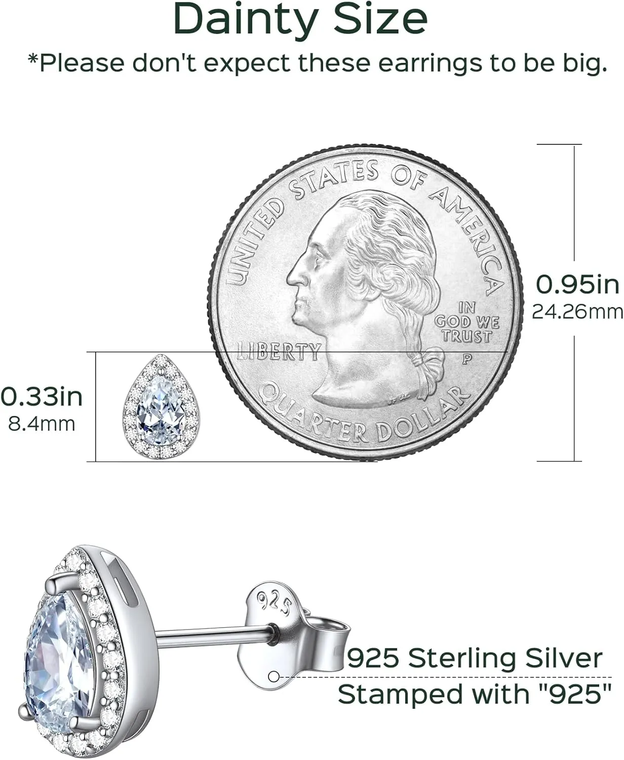 ChicSilver 925 Sterling Silver Heart/Round/Pear/Emerald Cut Birthstone Halo Stud Earrings for Women Birthday Jewelry (with Gift Box)