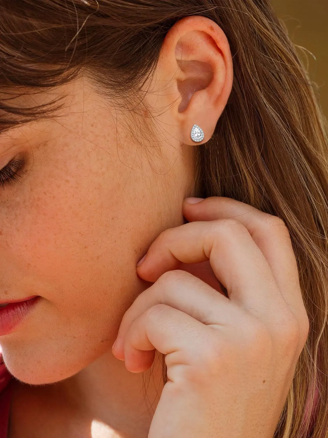 ChicSilver 925 Sterling Silver Heart/Round/Pear/Emerald Cut Birthstone Halo Stud Earrings for Women Birthday Jewelry (with Gift Box)
