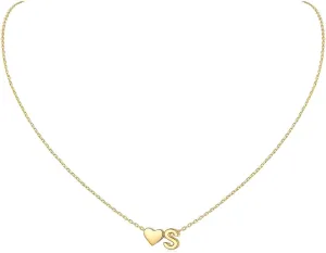 ChicSilver Initial Necklaces for Women Personalized Letter Necklace Dainty alphabet Heart Necklace for Women (with Gift Box)