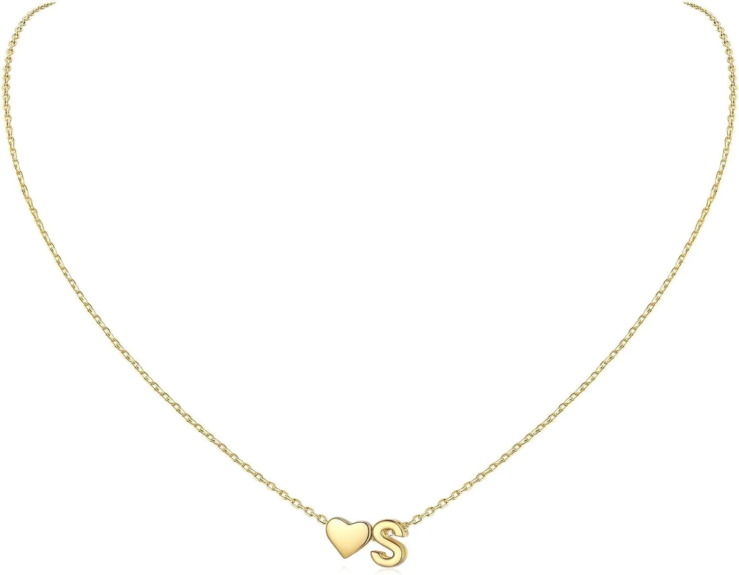 ChicSilver Initial Necklaces for Women Personalized Letter Necklace Dainty alphabet Heart Necklace for Women (with Gift Box)