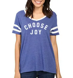 CHOOSE JOY Women's Jersey V-Neck Tee - Royal Blue