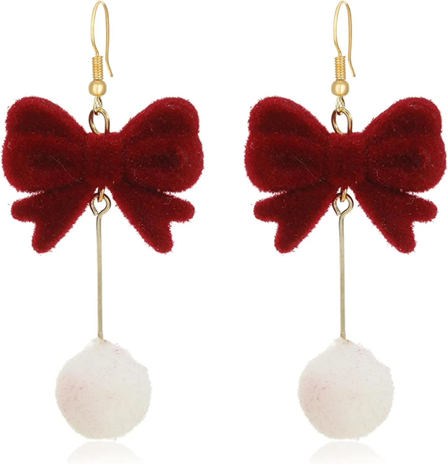 Christmas Bow Earrings Xmas Earrings Red Ball Pearl Bow Earrings Christmas Gifts for Women Christmas Jewelry