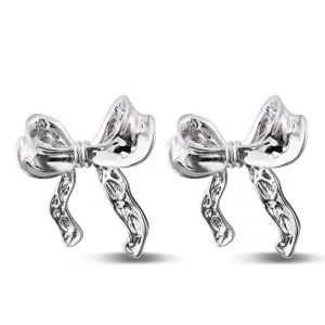 Christmas Earrings Silver Bow Stud Earrings Hypoallergenic Ribbon Earrings Knot Earrings for Women Trendy Bow Jewelry for Girls Gifts