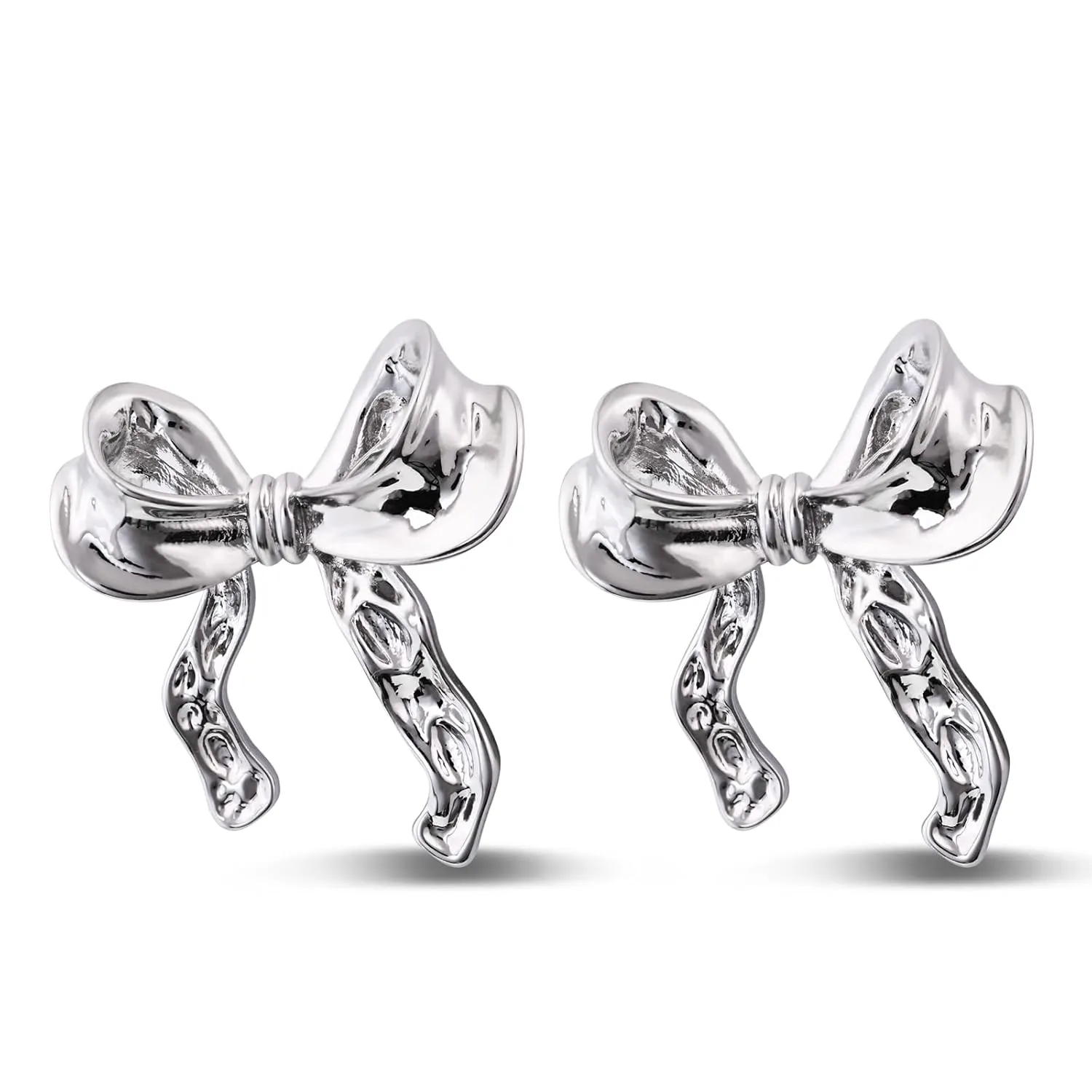 Christmas Earrings Silver Bow Stud Earrings Hypoallergenic Ribbon Earrings Knot Earrings for Women Trendy Bow Jewelry for Girls Gifts
