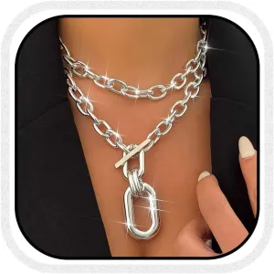 Chunky Choker Necklace Thick Layered Necklace Chain for Women