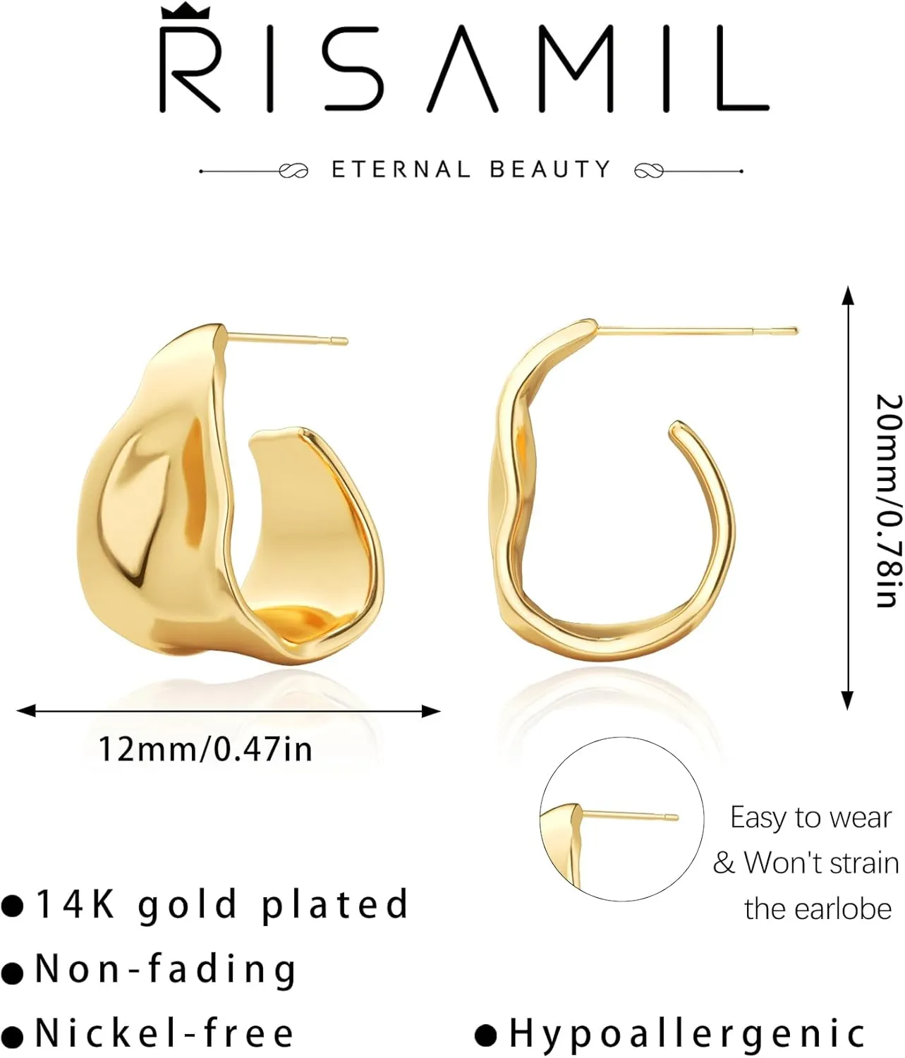 Chunky Gold Hoops Earrings for Women Trendy 14K Gold Plated Earrings Cute Huggie Hoops Hypoallergenic Earrings Jewelry Set Birthday Mom Gifts for Women