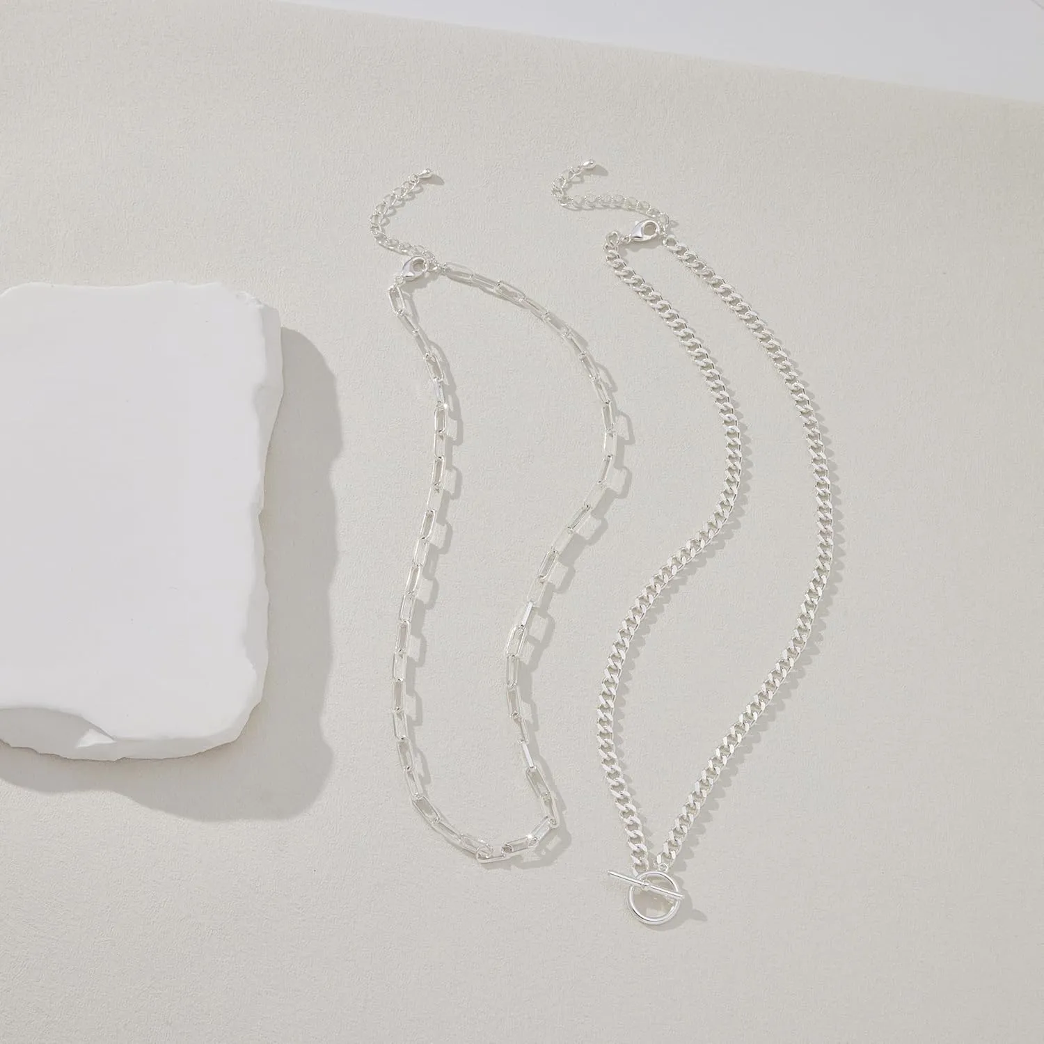 Chunky Gold Necklaces for Women Layered 14k Gold Silver Plated Heart Pearl Pendant Choker Necklace Trendy Dainty Stacked Paperclip Cuban Chain Simple Jewelry Valentine's Day Gifts Set