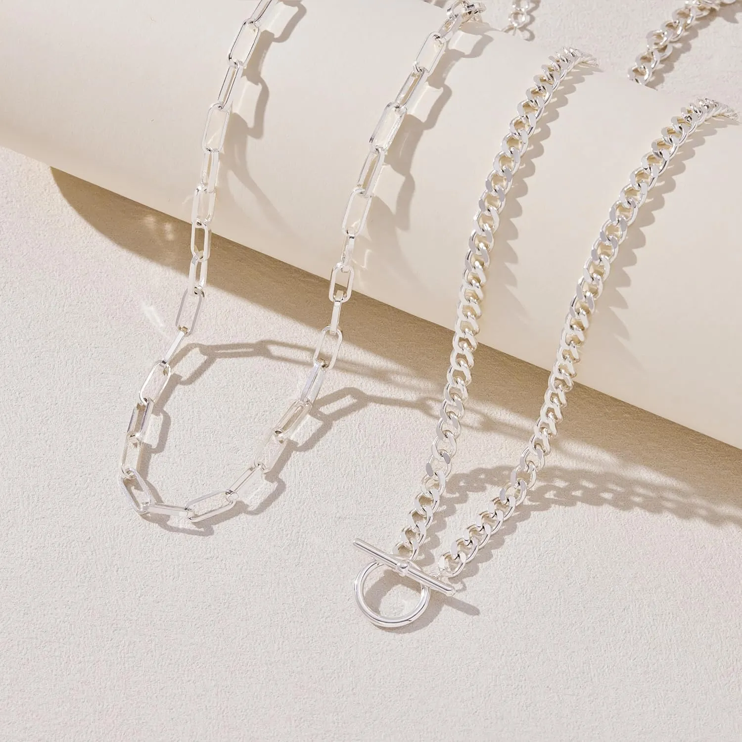 Chunky Gold Necklaces for Women Layered 14k Gold Silver Plated Heart Pearl Pendant Choker Necklace Trendy Dainty Stacked Paperclip Cuban Chain Simple Jewelry Valentine's Day Gifts Set