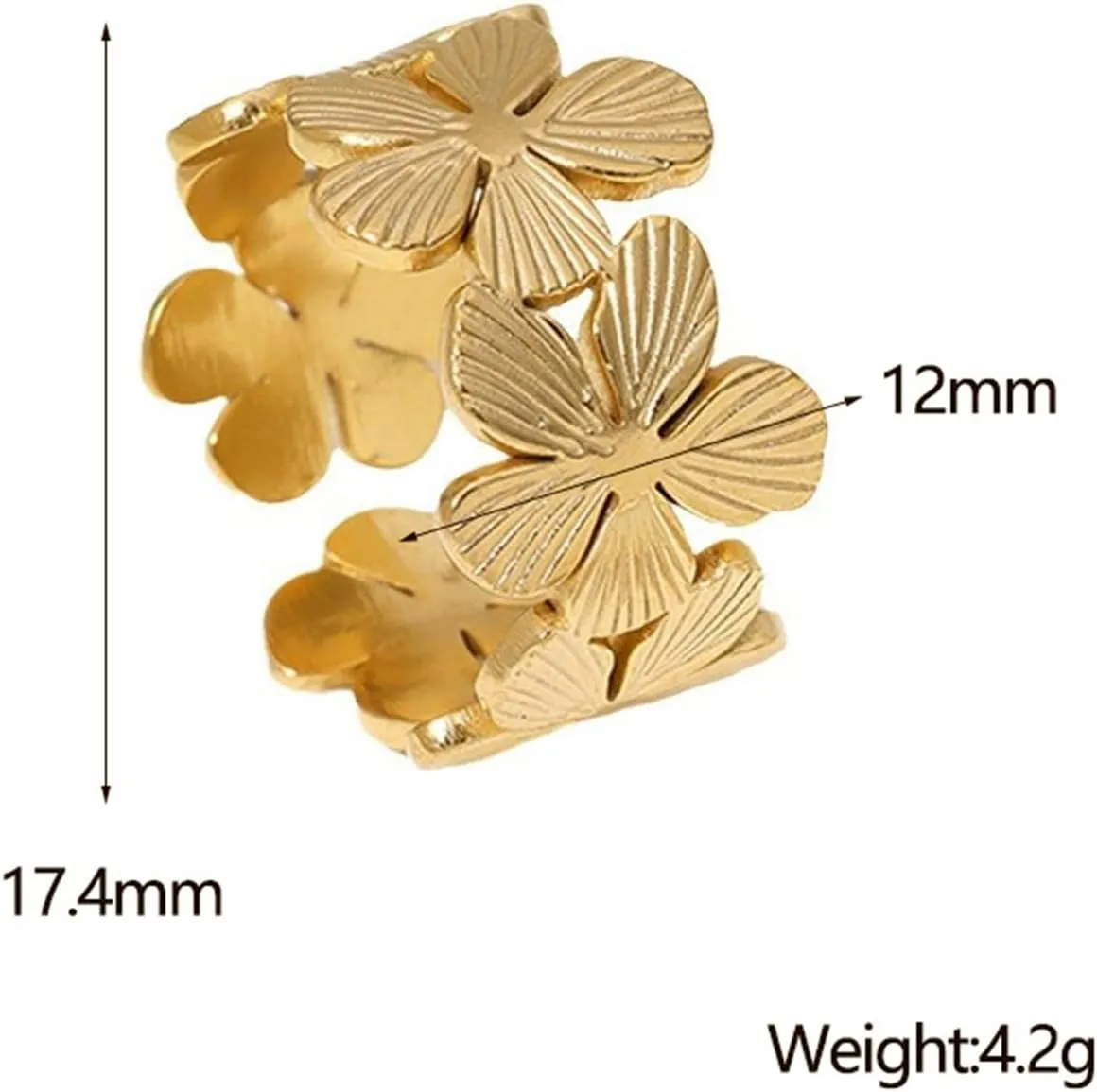 Chunky Gold Rings for Women Adjustable Flower Rings Non Tarnish 14K Gold Statement Rings Flower Jewelry for Women