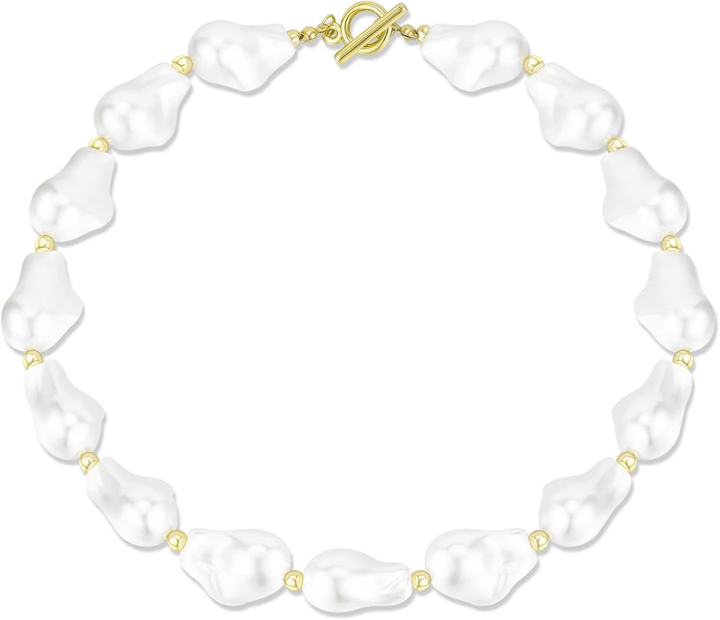 Chunky Pearl Necklace Faux Baroque Pearl Necklace Statement Choker for Women