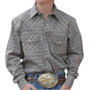 Cinch Kid's Medallion Print Grey Shirt