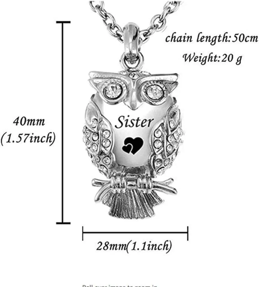 Classic Owl Cremation Jewelry Urn Necklace for Ashes Keepsake Memorial Pendant Necklaces