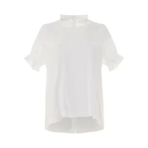 Classic Shirt Pleated Back T-Shirt in White