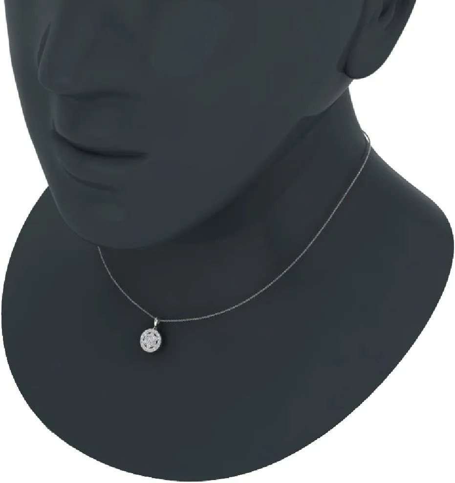 Cluster Diamond pendant necklace for women 14K Gold Halo Style 0.60 carat tw