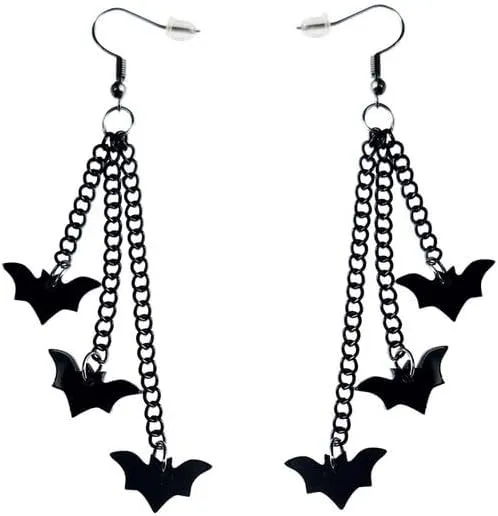 coadipress Halloween Earrings for Women Creative Pumpkin Earrings Goth Skeleton Earrings Spider Bat Ghost Dangle Earrings Acrylic Black Chain Jack-o-lantern Earrings Punk Statement Halloween Jewelry Gifts