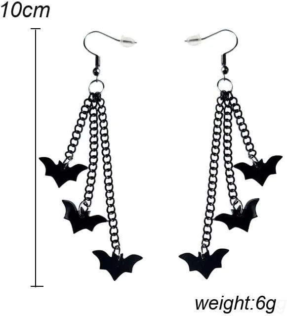 coadipress Halloween Earrings for Women Creative Pumpkin Earrings Goth Skeleton Earrings Spider Bat Ghost Dangle Earrings Acrylic Black Chain Jack-o-lantern Earrings Punk Statement Halloween Jewelry Gifts