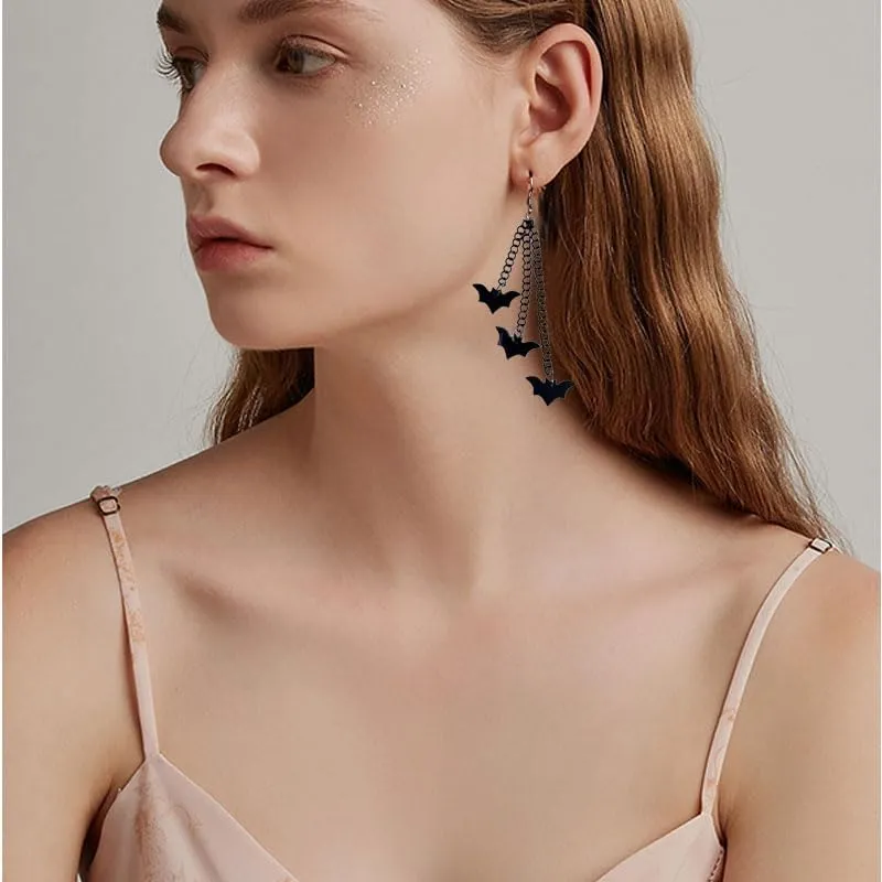 coadipress Halloween Earrings for Women Creative Pumpkin Earrings Goth Skeleton Earrings Spider Bat Ghost Dangle Earrings Acrylic Black Chain Jack-o-lantern Earrings Punk Statement Halloween Jewelry Gifts